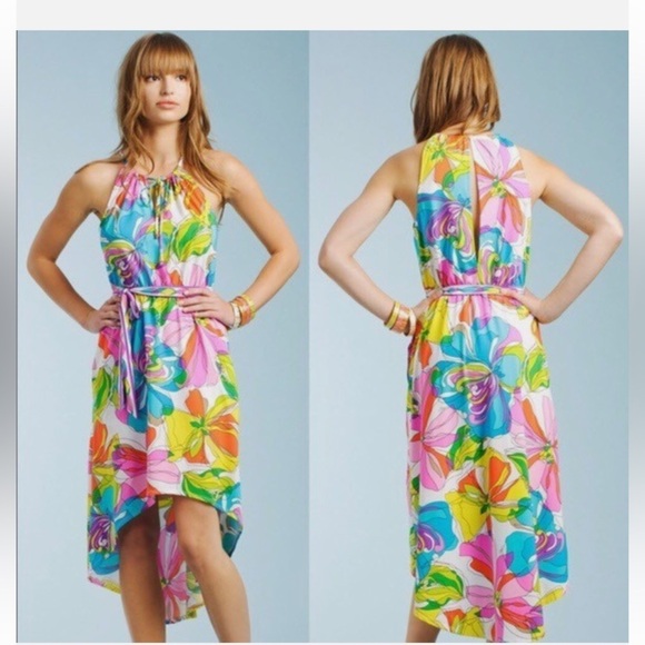 Trina Turk Floral Multicolor Halter Dress resort wear vacation - Picture 2 of 6